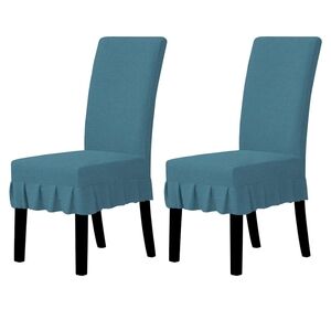 Two slate blue chair covers